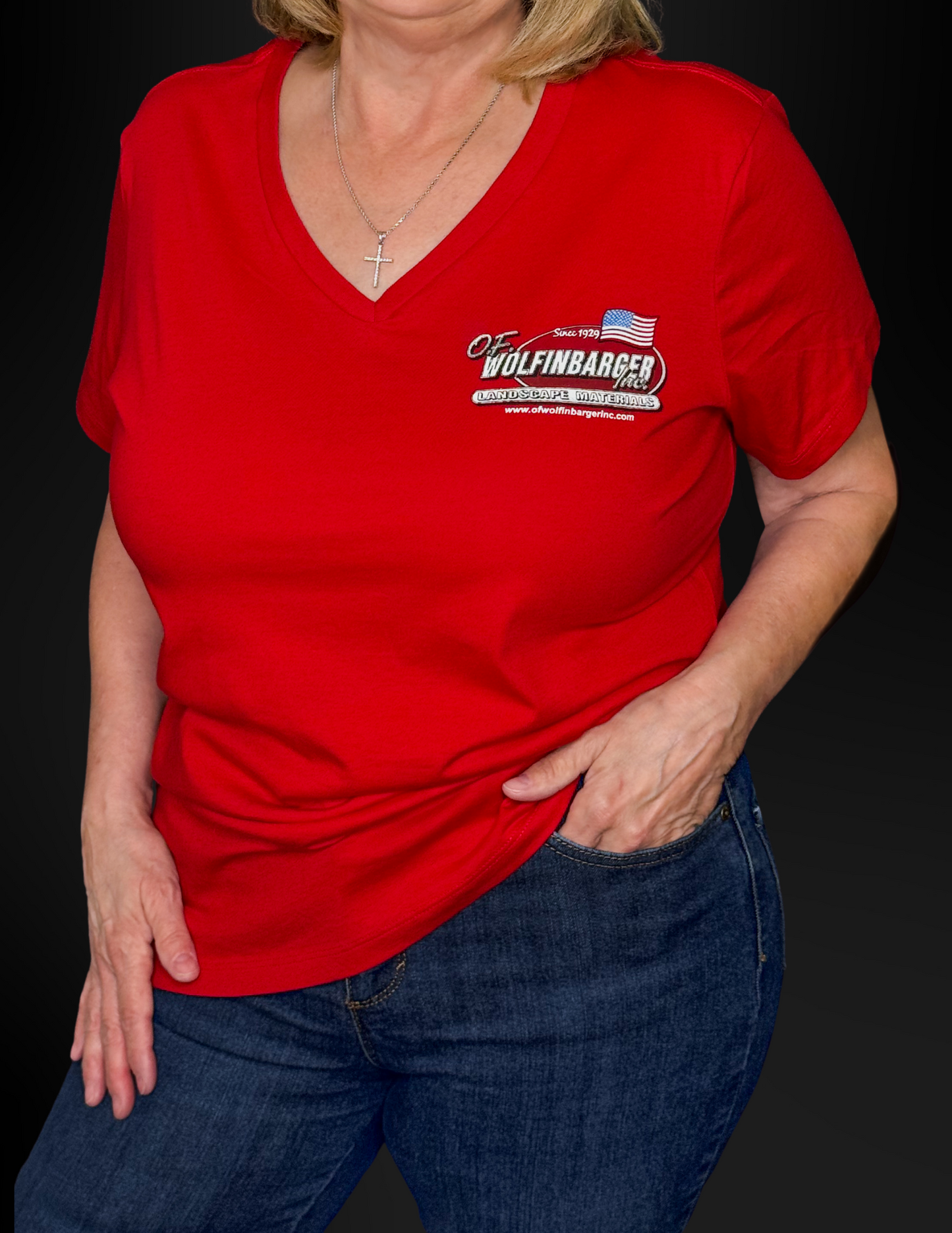 Women's Red V-Neck